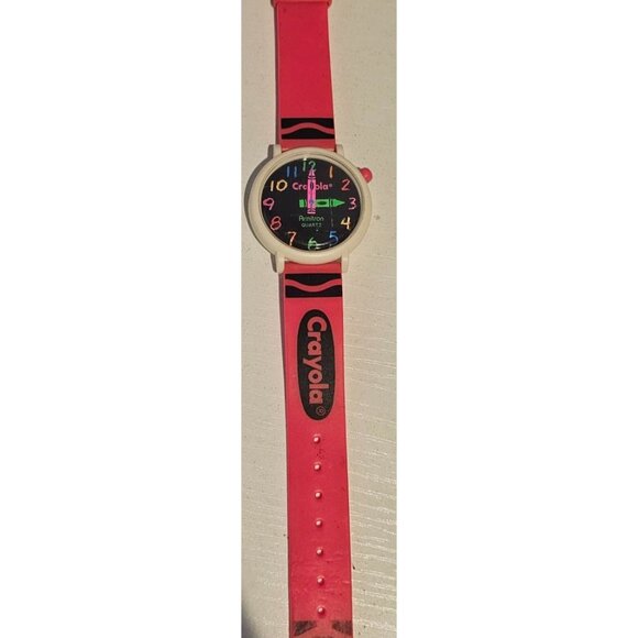 Crayola Crayon Pink Jelly Band Watch Armitron Quartz Vintage 80s Bright UNTESTED - Picture 1 of 9